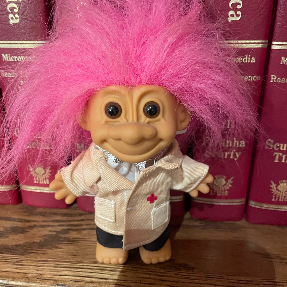 Russ Vintage Baby Troll Doctor Doll with Pink Hair